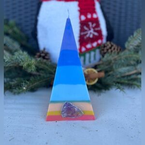 Handmade 7 Chakra Hidden Crystal Pyramid Candle